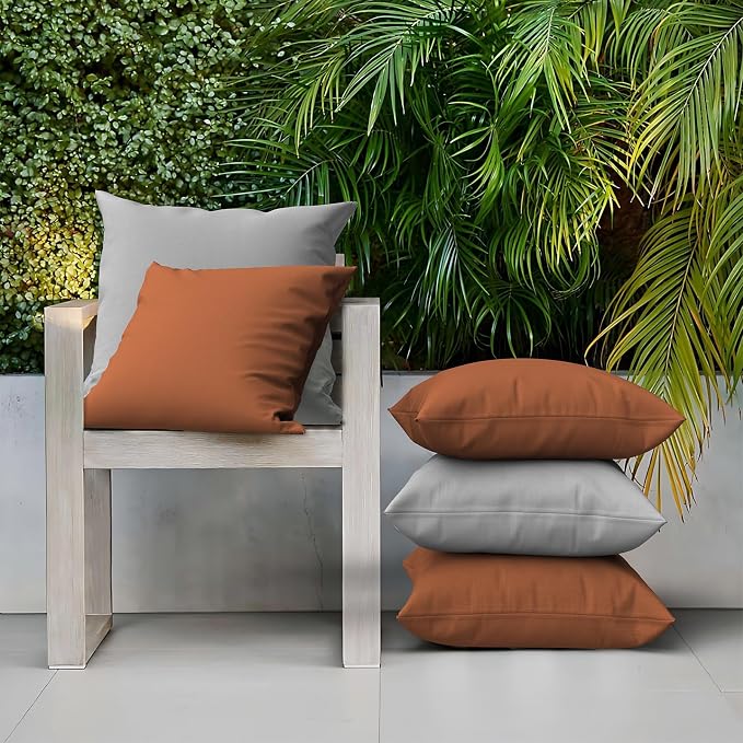 2 Pack Outdoor Decorative Pillow Covers Waterproof for Patio Garden Porch Poolside Sofa Chair Cushions, 18x18 Inch, Red
