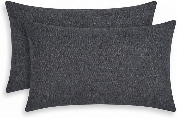 RSH DECOR: Sunbrella Lumbar Throw Pillows Set of 2 | 20" x 12" | Water and Fade-Resistant Performance Fabric | Outdoor Pillow Covers with Down-Alternative Inserts | Made in USA (Sancy Denim)