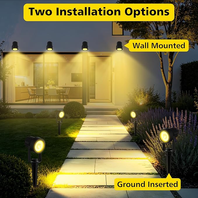 T-SUN Solar Spotlights, 4-in-1 Solar Landscape Spot Lights Outdoor Waterproof Auto ON/Off 5W Separate Solar Panel LED Lights, Solar Lights for Garden, Yard, Driveway, Pool Area(Warm White-3000K)