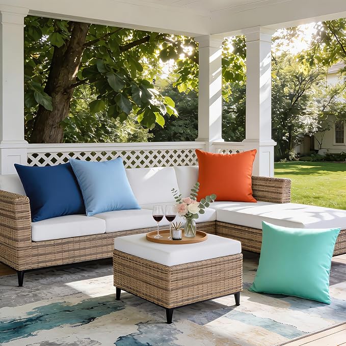 Outdoor Pillow Covers Waterproof Cushion Covers Patio Pillows Case 2 Pack | 18x18inch, Solid, Seamless, Hidden Zipper,Pecet for Porch Decoration,Patio Furniture,Outdoor Couch, Balcony,Garden Bench