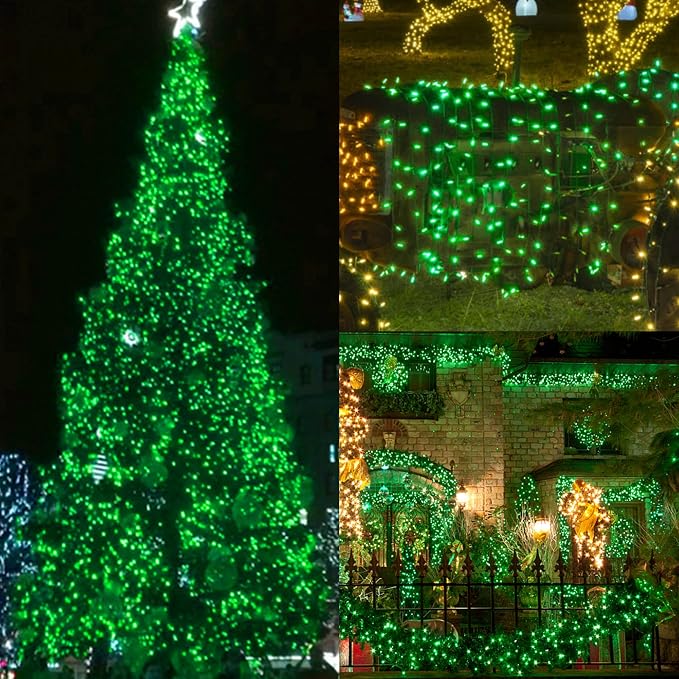 3 Sets Christmas Lights, 150 Count 33 FT Each Mini String Lights, Green Wire Fairy Lights, 120V UL Certified Connectable St Patricks Day Light for Holiday Winter Patio Party Outdoor Decoration, Green