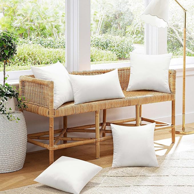 Ashler 20 x 20 Outdoor Pillows, Waterproof Inserts Set of 4 Water Resistant | Throw Pillow Inserts, Hypoallergenic Pillows, For Patio, Bench, Garden, Indoor Outdoor Summer Decorative