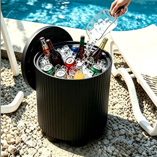 Outdoor Cooler Side Table, 2-in-1 Portable Ice Chest Side Table, Cooler Table All Weather Resistant for Patio & Parties & Picnics & Beach & BBQ