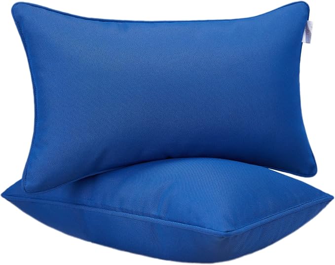 JMGBird Blue Outdoor Pillows Waterproof Outdoor Throw Pillows with Insert | 12×20 Outdoor Patio Pillows Waterproof Decorative Pillows Outdoor Lumbar Pillows for Patio Furniture