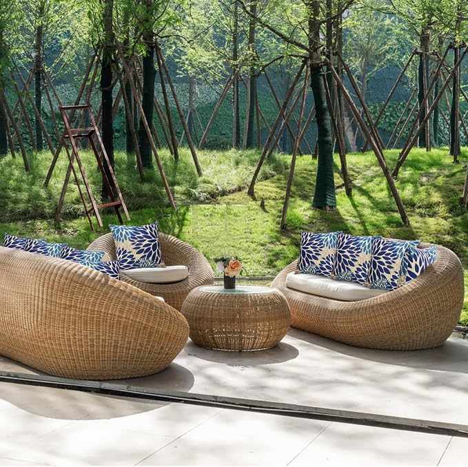 JMGBird Blue Throw Pillows with Inserts Included 18x18 Outdoor Pillows Waterproof