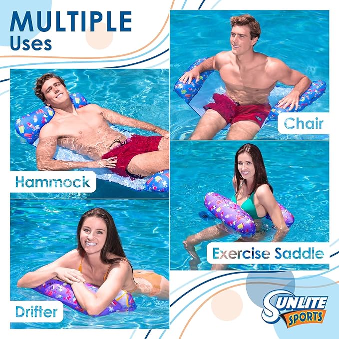 Sunlite Sports 114" x 89" Inflatable Water Mat Pool Float, Floating Raft for Swimming Pool, Beach and Lake, Ultimate Comfortable Lounging Mattress, Island Swim Floaty for Family Fun