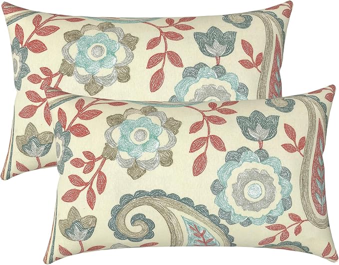 LVTXIII Outdoor/Indoor Lumbar Pillow Case Covers ONLY, 12" x 20" Patio Garden Decorative Lumbar Pillow Covers, Pack of 2 for Outdoor Home Patio Furniture Use, Paisley Vintage