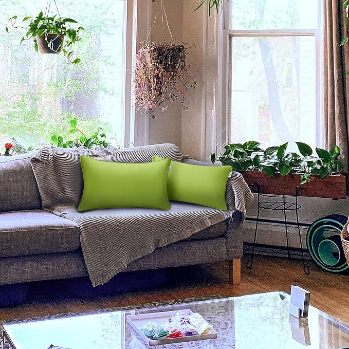 JMGBird Outdoor Accent Pillows Green Outdoor Pillows Waterproof | 12×20 Outdoor Thtow Pillows with Insert Included Outdoor Pillow for Patio Furniture