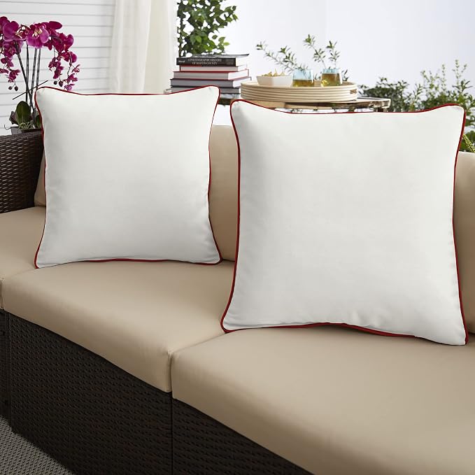 Sorra Home Sunbrella Indoor/Outdoor XL Corded Pillows, 24" x 24", Canvas Natural