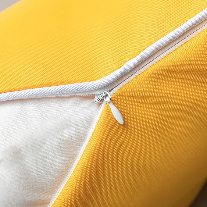 Phantoscope Pack of 2 Outdoor Waterproof Solid Throw Decorative Pillow Cover Decorative Square Outdoor Pillows Cushion Case Patio Pillows for Couch Tent, Yellow 12x20 inches 30x50 cm