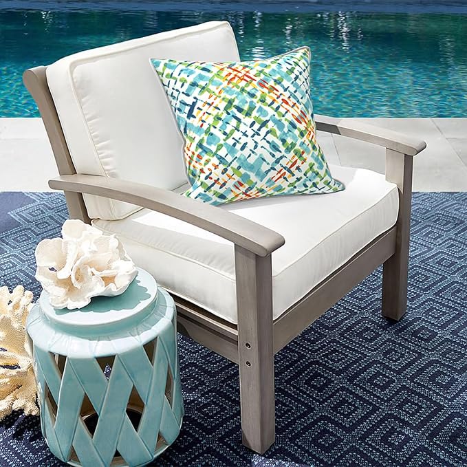 Outdoor Throw Pillow Covers Pack of 2, Decorative Water Repellent Square Pillow Cases with Piping 18x18 Inch, Acapa Opal Geometric
