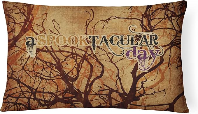 Caroline's Treasures SB3016PW1216 A Spook Tacular Day Halloween Canvas Fabric Decorative Pillow 100% Machine Washable Pillow, Indoor or Outdoor Decorative Throw Pillow for Couch, Bed or Patio
