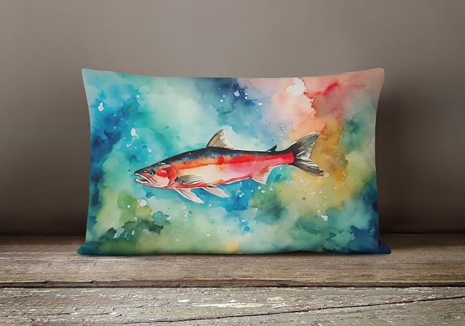 Caroline's Treasures DAC2817PW1216 Salmon Throw Pillow Machine Washable, Indoor Outdoor Decorative Pillow for Couch, Bed or Patio, 12HX16W