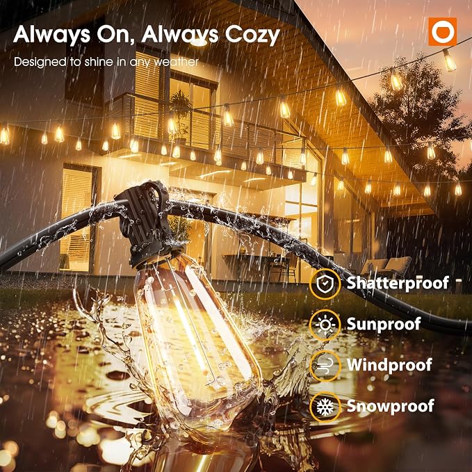 addlon 400FT(50*8) Outdoor String Lights with Remote LED Edison Waterproof | Plastic ST38 Shatterproof Bulbs, Extra Long Lighting, Hanging for Patio Outside Backyard Pergola Bistro Porch Garden Party