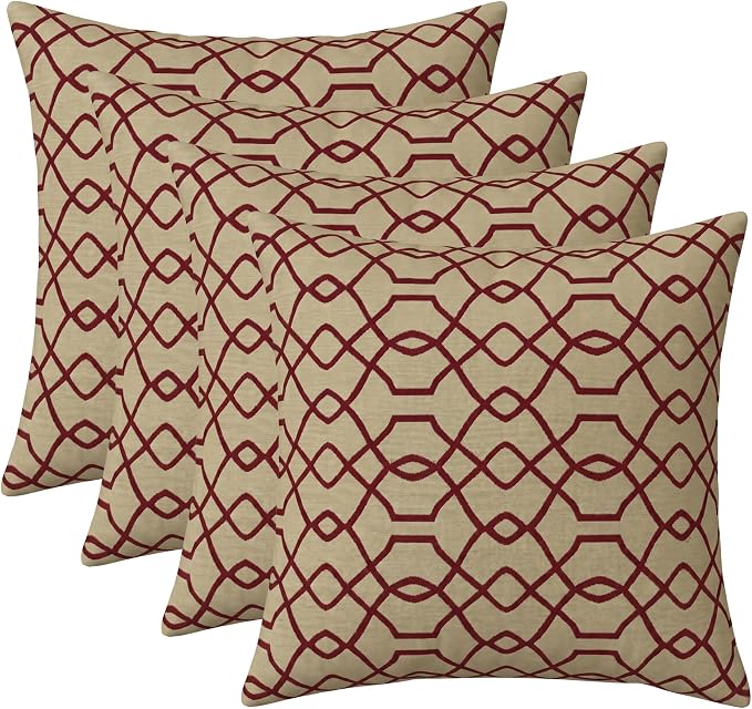 RSH DECOR: Sunbrella Square Throw Pillows Set of 4 | 20" x 20" | Water and Fade-Resistant Performance Fabric | Outdoor Pillow Covers with Down-Alternative Inserts | Made in USA (Folio Terracotta)