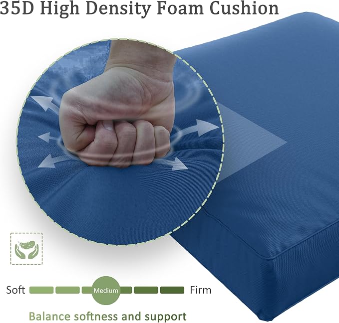 Outdoor Furniture Replacement Cushions, Waterproof Patio Furniture Cushions, 4" Deep Seat Outdoor Sectional Cushion for 3-Seat Outdoors Rattan Sofa Patio Sofa Cushion, Blue