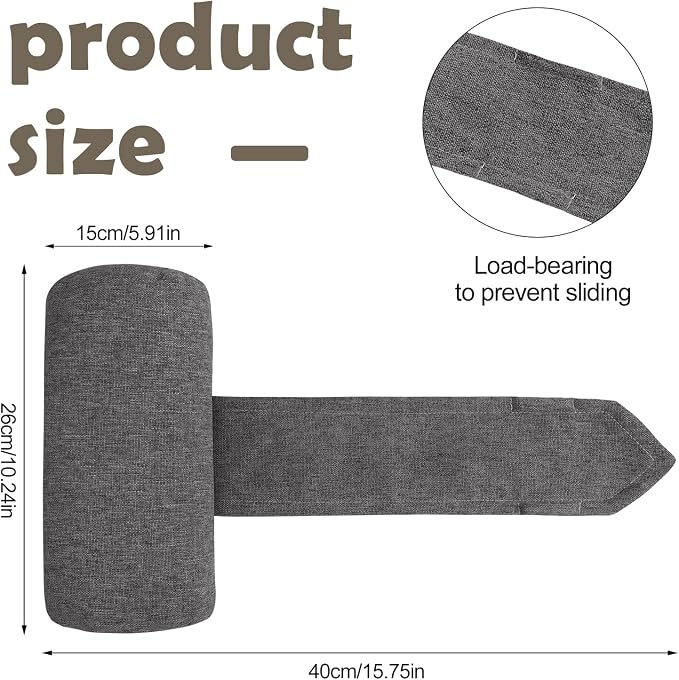 Marsui 2 Pcs Chaise Lounge Headrest Pillow Beach Chair Pillow for Adult Outdoor All Weather Patio Swim Pool Sunbathing Recliner Neck Rest Cushion Supplies with Non Slip Weighted Tail(Dark Grey)