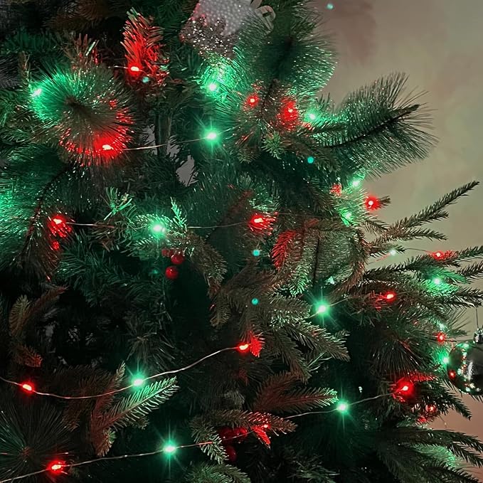 66FT 200 LED Fairy Lights Plug in, 8 Modes Christmas Lights Red and Green | Waterproof String Lights Outdoor Indoor, Memory, Timer, Copper Wire, Christmas Lights for Bedroom Garden Party Holiday Decor