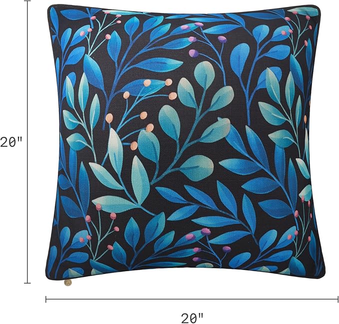Fab Habitat Indoor/Outdoor Throw Pillow Made from Recycled Polyester Yarn - Double Sided, Stain Resistant, Machine Washable - Patio, Porch, Living Room - Rainforest - Black Multi Floral (20" x 20")