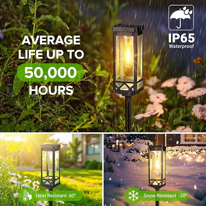 KOOPER Taller Solar Pathway Lights Outdoor, 8 Pack Upgraded Brighter Solar Garden Lights Solar Powered, Up to 15 Hours Outdoor Solar Lights for Yard Landscape Walkway Driveway Sidewalk (Warm White)