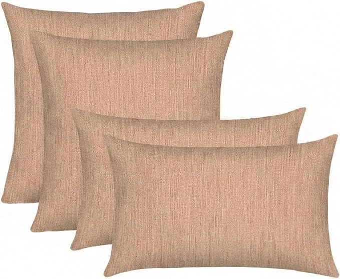 RSH DECOR: Sunbrella Lumbar & Square Pillows Set of 4 | 20" x 12" & 20" x 20" | Water and Fade-Resistant Performance Fabric | Outdoor Throw Pillows | Made in USA (Cast Petal Pink)