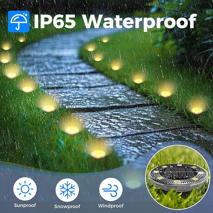 Mini Solar Ground Lights, 12 Pack Flat Solar Disc Lights Outdoor Waterproof, 2.3 Inch Small Solar Garden Lights Landscape Lighting for Outside Pathway Garden Yard Lawn Walkway,Warm White