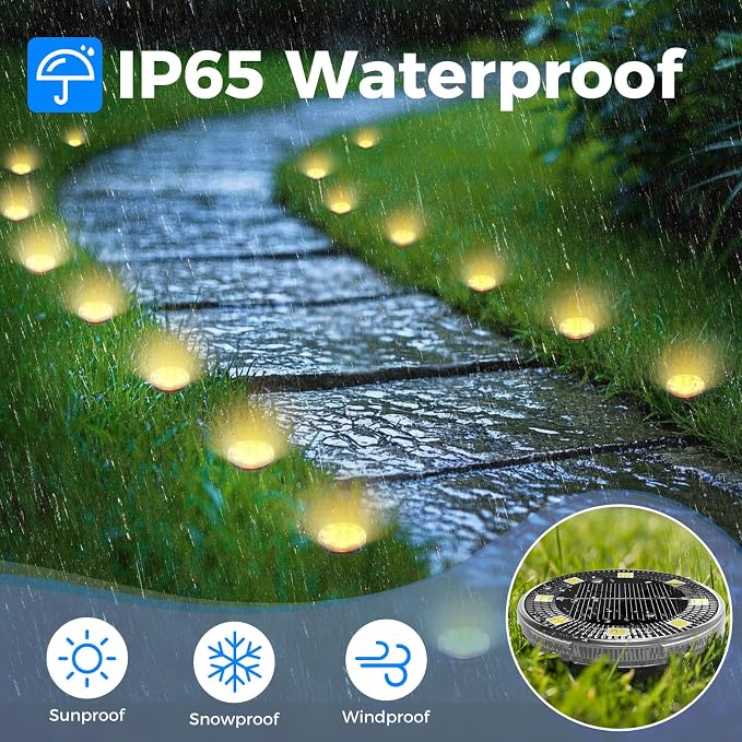 Mini Solar Ground Lights, 18 Pack Flat Solar Disc Lights Outdoor Waterproof, 2.3 Inch Small Solar Garden Lights Landscape Lighting for Outside Pathway Garden Yard Lawn Walkway,Warm White