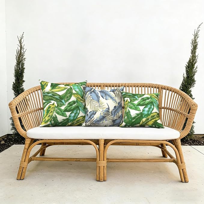 Outdoor Pillow Covers 16x16 Inch Set of 2 Waterproof Decorative Throw Pillow Covers Patio Pillow Cases for Patio Furniture Garden Couch Farmhouse,Lush Leaf Jungle