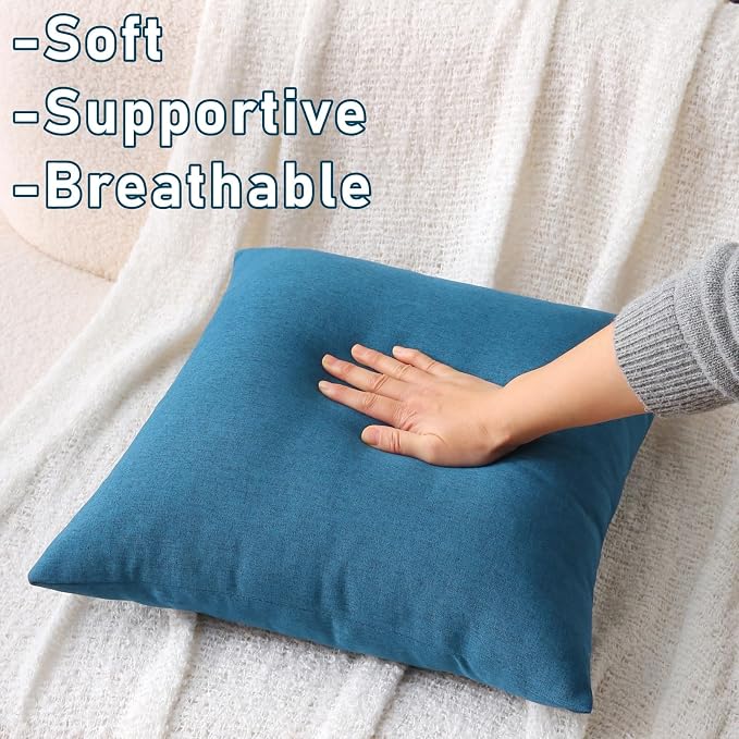 Outdoor Throw Pillows with Inserts, Waterproof Pillows for Outdoor Seating, Square Decorative Garden Cushion for Patio Furniture, Bed, Couch, Sofa(Blue, 18" x 18" (Pack of 2))