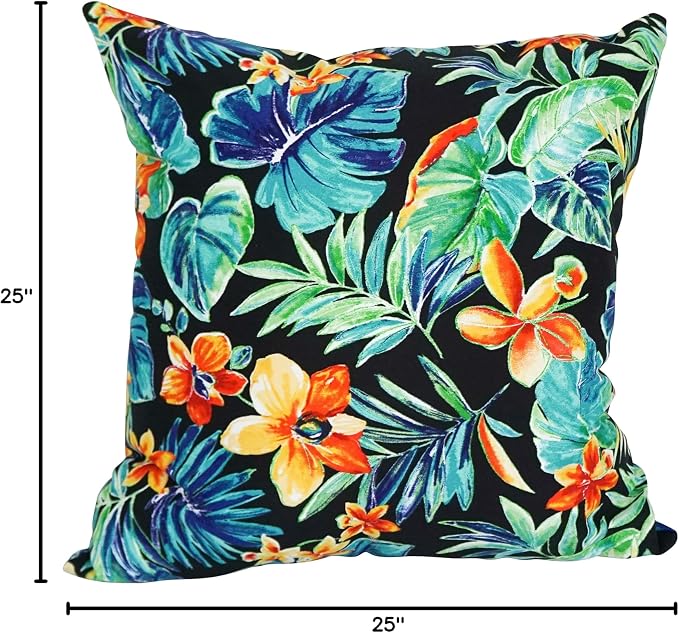 Blazing Needles Square Indoor/Outdoor Throw Pillow, 25", Beachcrest Caviar 2 Count