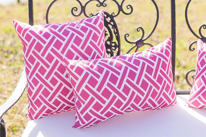 RSH DECOR Square Throw Pillows Set of 2, 17" x 17", Outdoor Pillows Waterproof, Midnight Melody Pink, Made in USA