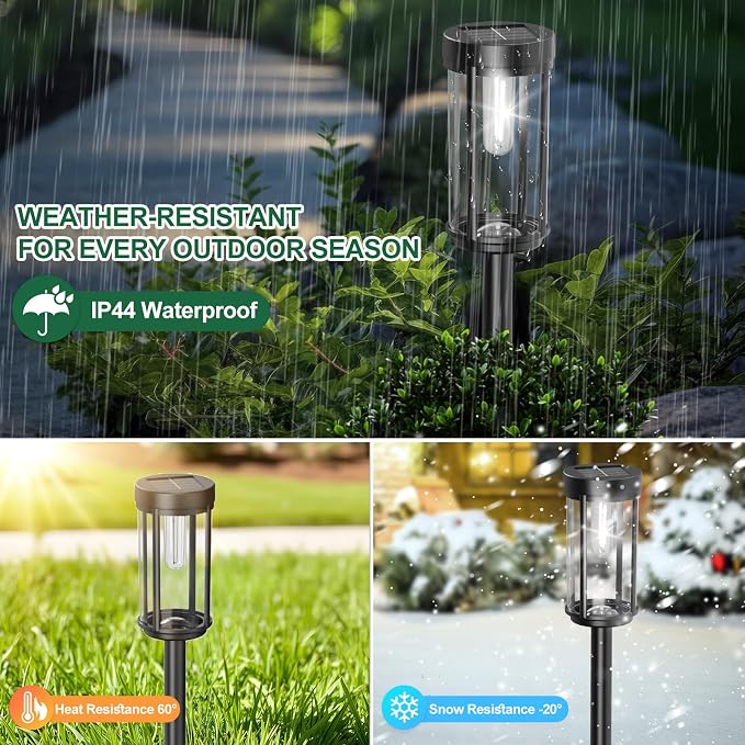 16 Pack Solar Lights Outdoor Waterproof for Garden Walkway Pathway Lawn Yard Decorative Modern Landscape Lighting. (Cool White Light, 16)