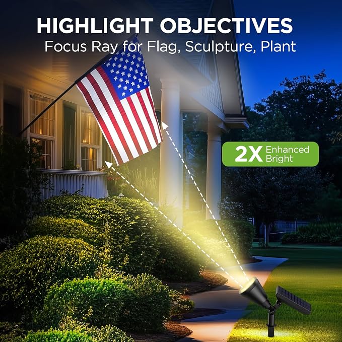 InnoGear 4 Solar Lights Outdoor Spot Garden Yard Landscape Flag, Warm White | Waterproof, Auto On/Off, Adjustable Brightness, 2 Installations, Flag Pole, Tree, Uplights, Solar Powered Spotlight, Pathway