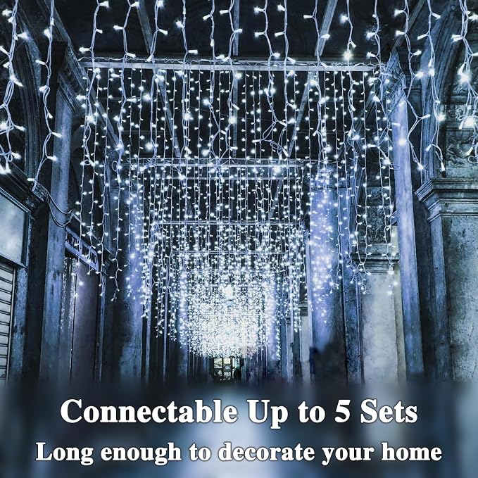 240LED 88Ft Connectable String Lights Indoor Outdoor Clear Wire | Cool White Christmas Lights | Twinkle Fairy Light Plug in with Timer for Bedroom Classroom Wedding Tree Patio Decor