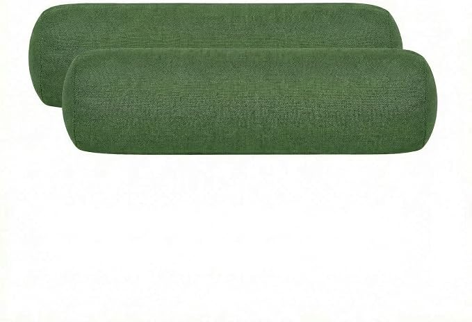 RSH DECOR: Outdura Neck Roll Pillows Set of 2 | 24” x 8” | Outdoor Bolster for Patio, Deck, Porch, or Poolside Chairs | Fade & Water-Resistant | Made in USA (Clover Green)