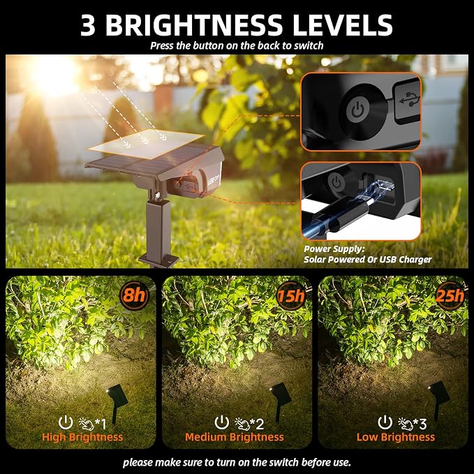 LEREKAM Solar Spot Lights,IP65 Waterproof 40 LED's Landscape Spotlights,3 Modes Outdoor Garden Lights, 360 Adjustable Lighting Angle, Solar Powered Wall Lights for Yard Porch 10 Pack