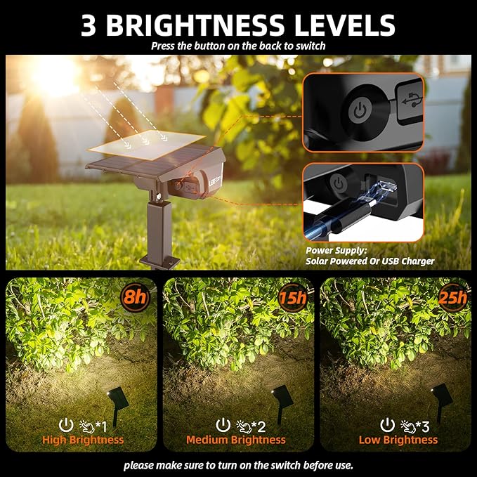 LEREKAM Solar Spot Lights Outdoor,40 LEDs Solar Outdoor Waterproof Landscape Lights with 3 Light Modes, Solar Powered Garden Yard Wall Lights Auto On,Off for Patio 8 Pack