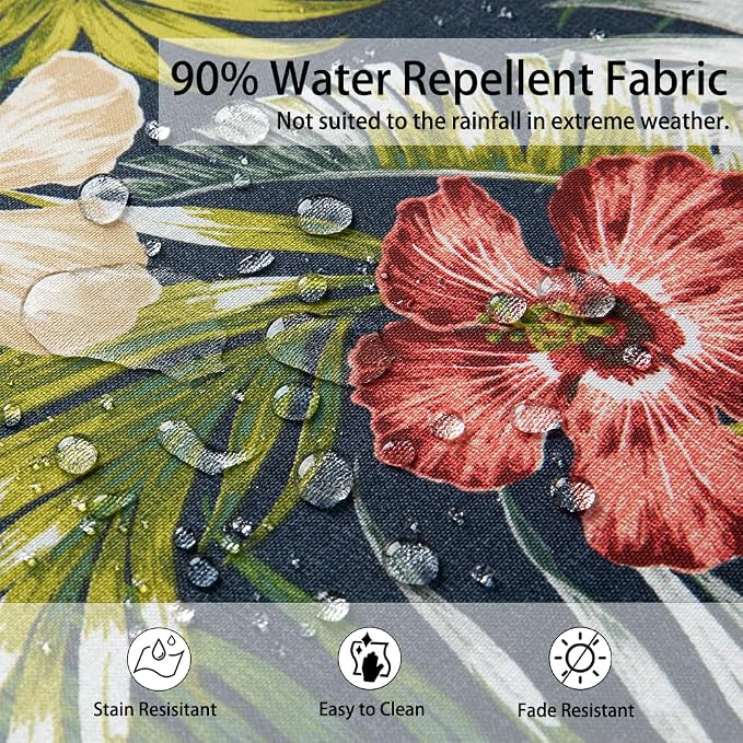 Magpie Fabrics Indoor Outdoor Cushion Cover Replacement 2 Pack, NO Insert! Water Repellent Slipcover with Ties Decor for Patio Garden Chair Sofa Bench Wicker(Midnight Floral, 22x20x4 Inch)