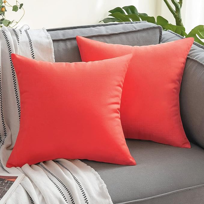 VAKADO Outdoor Christmas Waterproof Throw Pillow Covers 16X16 Set of 2 Decorative Red Patio Furniture Cushion Cases Outside Decor for Couch Garden Bench Porch