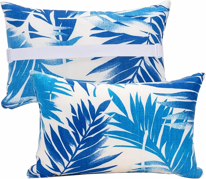 JMGBird Outdoor Patio Pillows Outdoor Pillows with Adjustable Straps | 10x16 Waterproof Outdoor Pillow covers with insert 2 Throw Pillows Headrest Cushions for Pool Patio Beach Chair