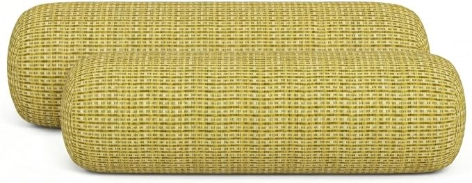 RSH DECOR: Neck Roll Jumbo Bolster Pillows Set of 2 | 24” x 8" | All-Weather Spun Fabric | Water and Fade-Resistant | Outdoor Support Pillows for Patio Furniture | Made in USA (Future Patina)