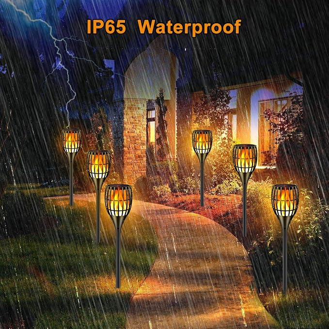 Solar Lights Outdoor 43" Flickering Flame Solar Torch Lights | 99 LED Higher & Larger Solar Flame Lights for Halloween Decor, Waterproof Solar Garden Lights for Garden Patio Pathway Yard