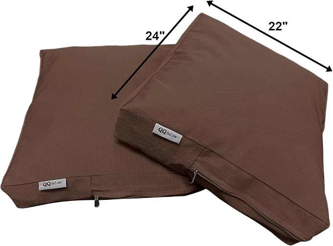 2 Pack 24X22 Inch Outdoor Back Cushion Memory Foam Pillows with Waterproof Internal Cover for Patio Furniture, Sofa, Loveseat, Deep Seat Chair - Brown Color
