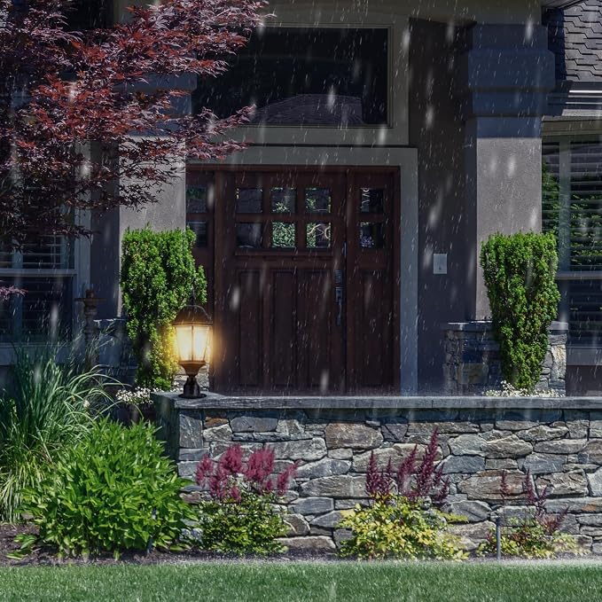 Design House Oak Creek Outdoor Post Light, Textured Black Post Lantern with Clear Beveled Glass, E26 Medium Base, Wet Rated Exterior Lamp for Driveways, Walkways, Porches & Patios, 589192-TBK | Post Mount, Traditional, Aluminum, Lighting, 589192-TBK