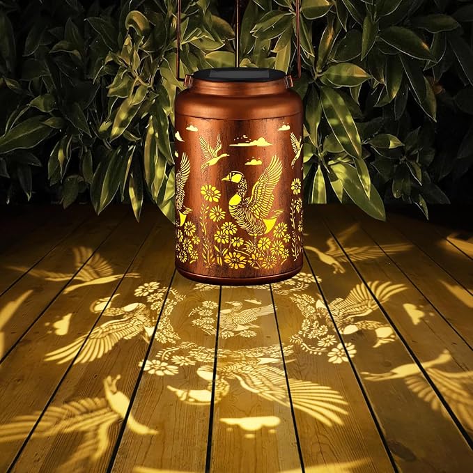 Solar Lanterns Outdoor Waterproof Garden Decor Birthday Gifts for Women | Metal Hanging Solar Lights Birthday Gifts for Grandma Mom Solar Decoration Outside for Yard, Patio, Porchh(Wild Goose)