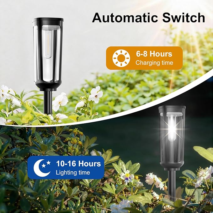 JEJOT Solar Pathway Lights Outdoor Waterproof, 6 Pack Solar Walkway Lights | Solar Light outdoor for Lawn Yard Garden Patio Driveway Decor Landscape, Cool White
