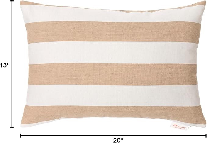 Austin Horn Classics Sunbrella Maxim Heather Beige Stripe Pillow Set, Decorative Pillows, Living Room Throw Pillow Sets, Luxury Everyday Outdoor/Indoor Inserts (Set of 2, 13x20, Boudoir)