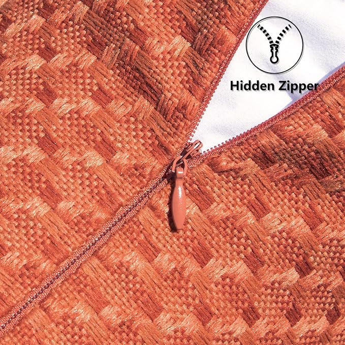 Kevin Textile Outdoor Waterproof 14"x36" Pillow Cover 1 Pack, Burnt Orange | Water Resistant Weaving Faux Linen Texture Throw Pillow Covers, Outside Decorative Pillowcases for Garden Patio Balcony Couch