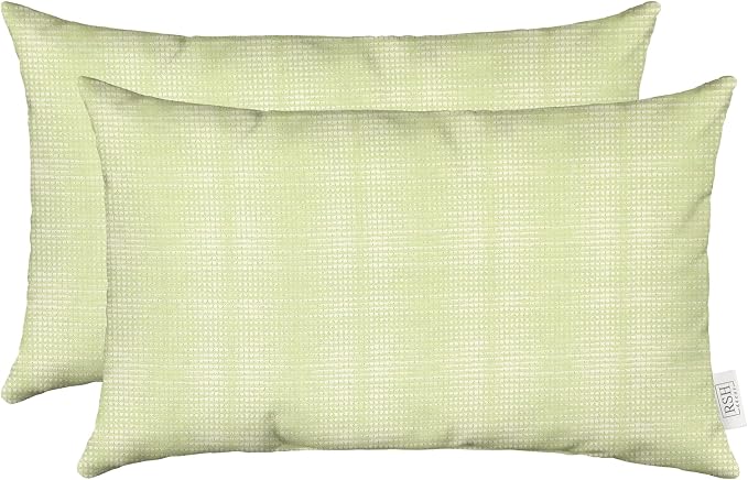 RSH DECOR Square Throw Pillows Set of 2, 17" x 17", Outdoor Pillows Waterproof, Outdoor Pillow Covers, Pillow Covers for Couch, Moonbeam Basil, Made in USA