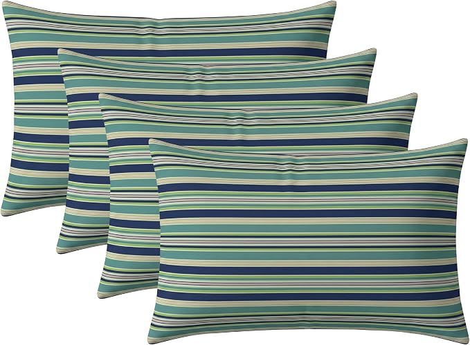 RSH DECOR: Jumbo Lumbar Throw Pillows – Set of 4 | 26" x 16" | Indoor Outdoor Use – Patio, Lounge, Adirondack | Water & Fade-Resistant | Made in USA (Eastbay Seaspray)